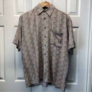 Natural Issue Men’s Short Sleeve Button Down Shirt Geometric Pattern Size M